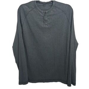 Public Rec Shirt‎ Mens L Charcoal Grey Henley Performance Stretch Casual Preppy